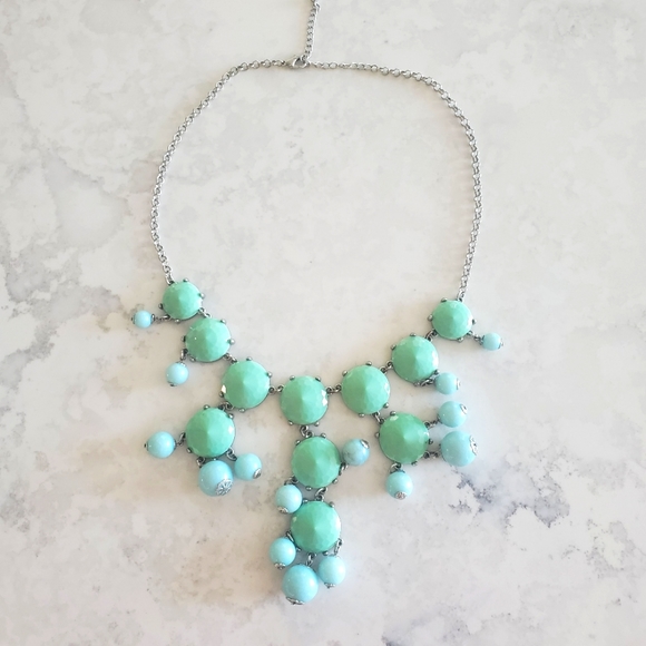 Blue and green cabochon dangle necklace - Picture 4 of 4